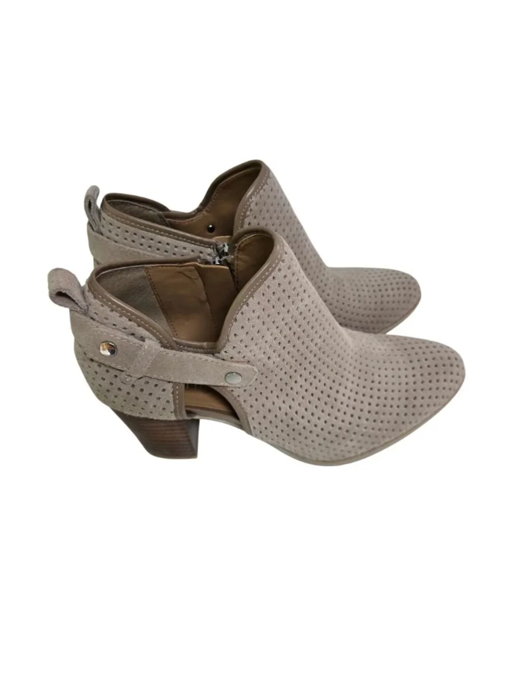 Franco Sarto Dale2 Perforated Suede Leather Ankle Bootie Taupe Size 8M